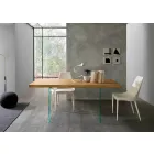 Mesa de comedor extensible hasta 280 cm en madera y vidrio Made in Italy - Focus Viadurini