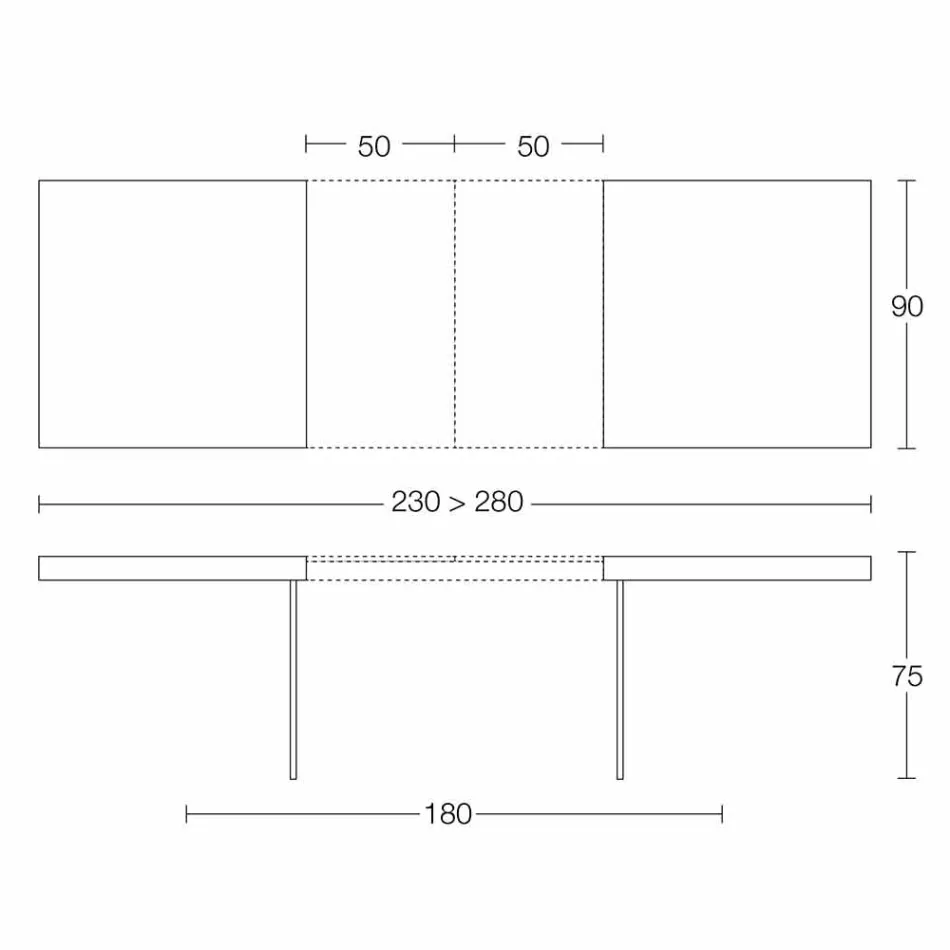 Mesa de comedor extensible hasta 280 cm en madera y vidrio Made in Italy - Focus Viadurini
