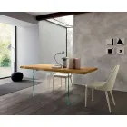 Mesa de comedor extensible hasta 280 cm en madera y vidrio Made in Italy - Focus Viadurini