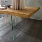 Mesa de comedor extensible hasta 280 cm en madera y vidrio Made in Italy - Focus Viadurini