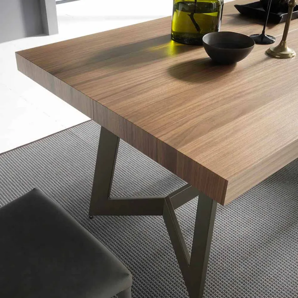 Mesa de comedor extensible hasta 160 cm en madera Made in Italy - Eugenia Viadurini