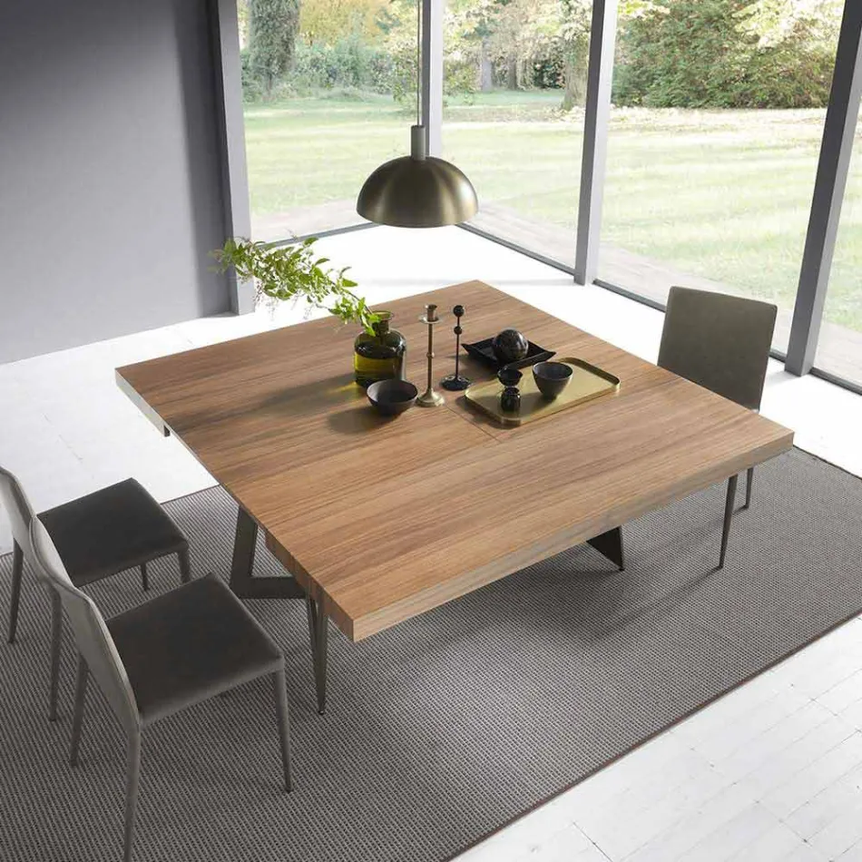 Mesa de comedor extensible hasta 160 cm en madera Made in Italy - Eugenia Viadurini