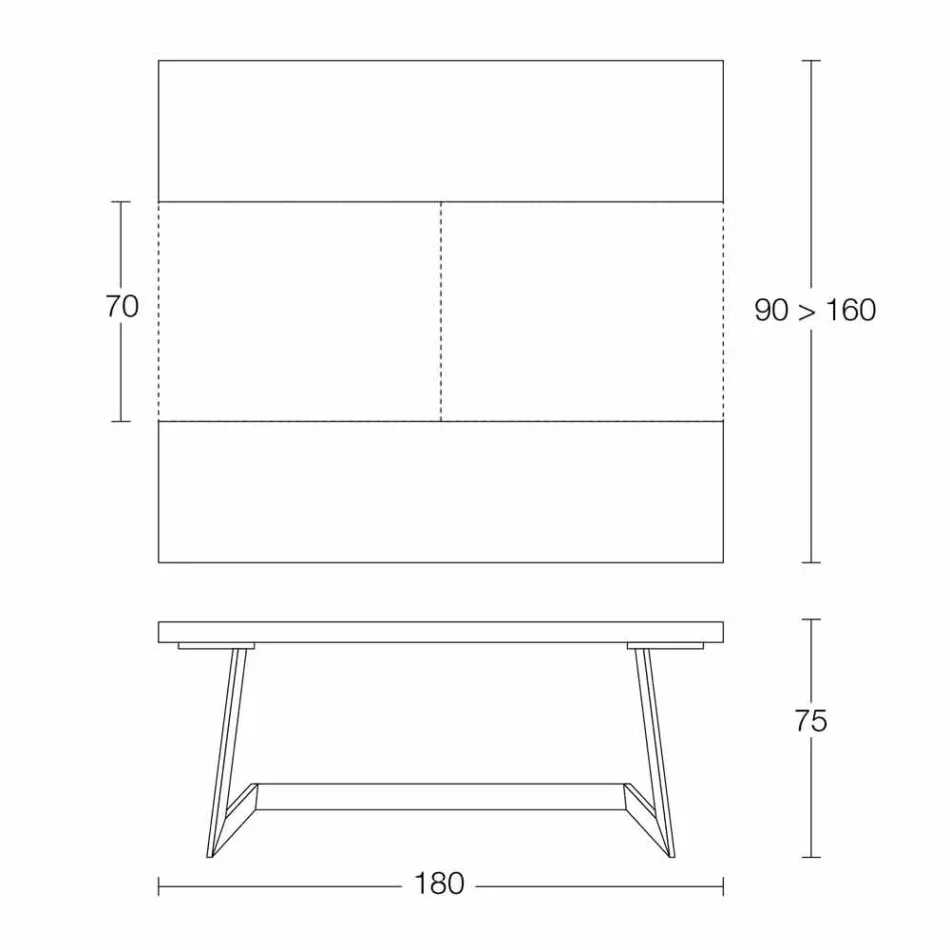 Mesa de comedor extensible hasta 160 cm en madera Made in Italy - Eugenia Viadurini