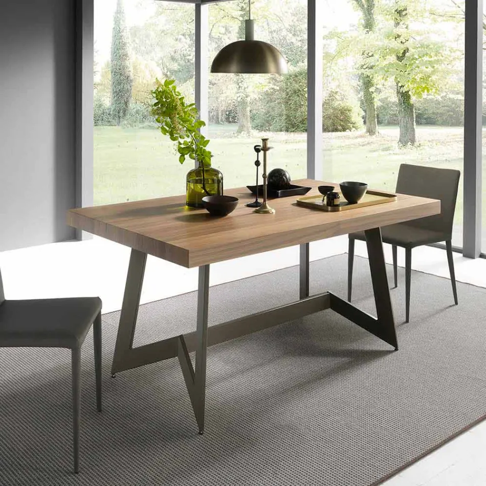 Mesa de comedor extensible hasta 160 cm en madera Made in Italy - Eugenia Viadurini