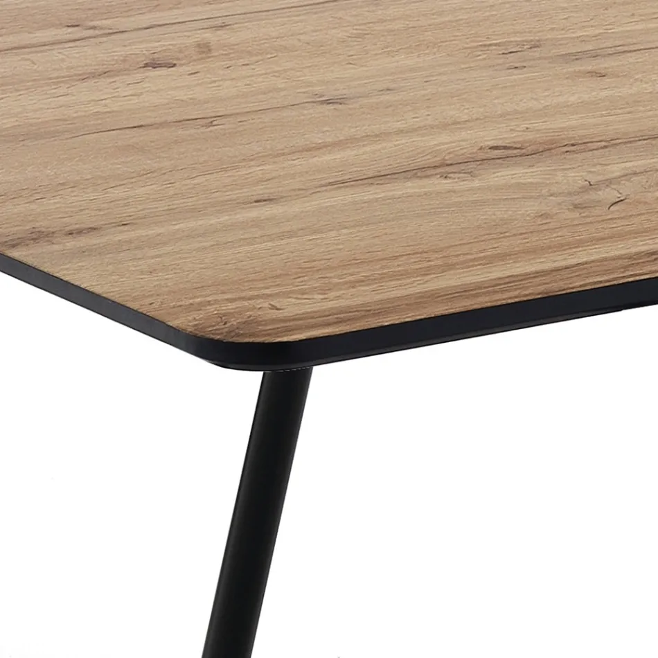 Mesa de Comedor Extensible hasta 160 cm en Mdf y Metal Negro - Crumiro Viadurini