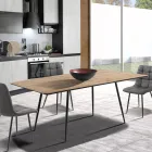 Mesa de Comedor Extensible hasta 160 cm en Mdf y Metal Negro - Crumiro Viadurini