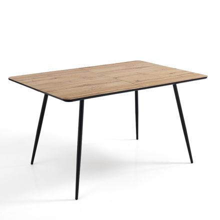 Mesa de Comedor Extensible hasta 160 cm en Mdf y Metal Negro - Crumiro Viadurini