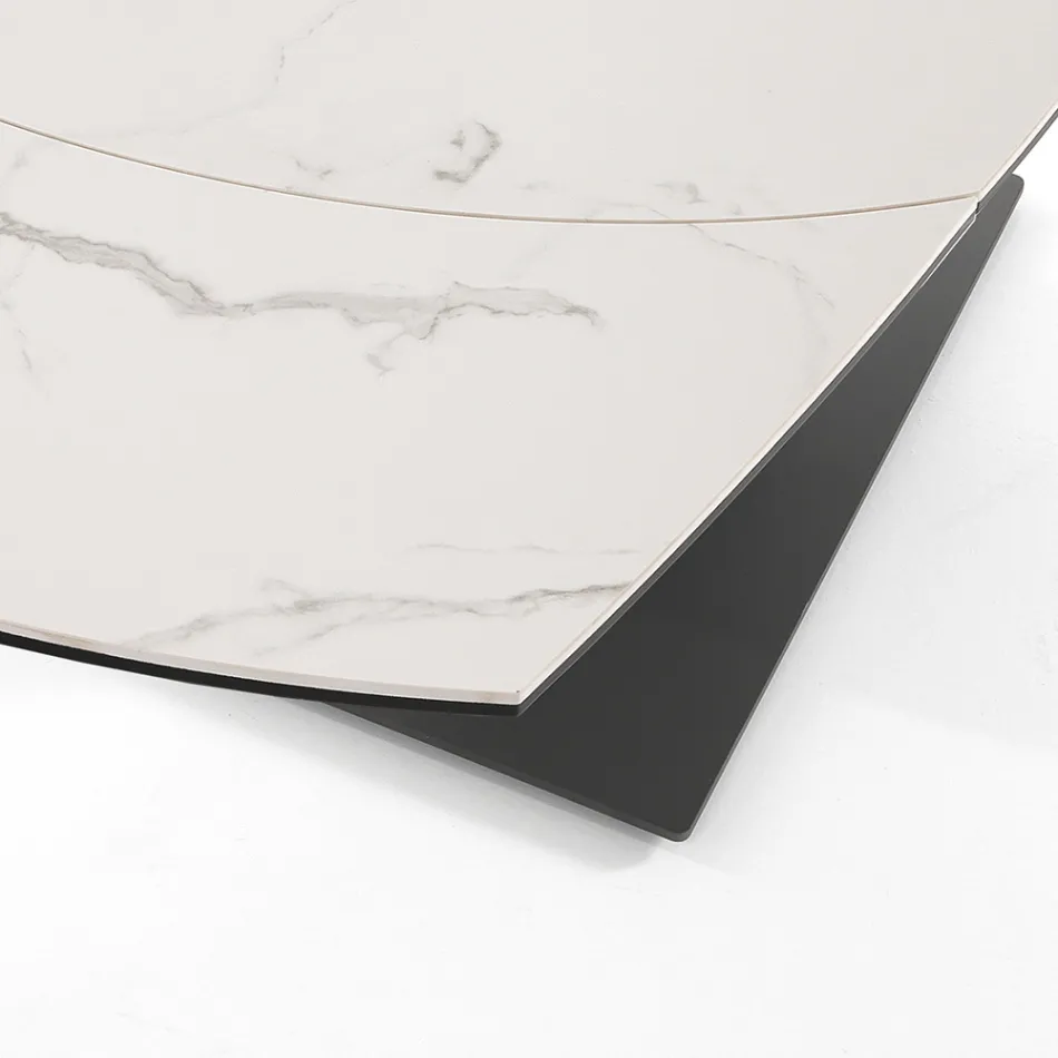 Mesa de comedor extensible hasta 180 cm en cerámica y acero - Catone Viadurini