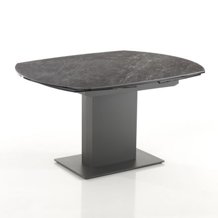 Mesa de comedor extensible hasta 180 cm en cerámica y acero - Catone Viadurini