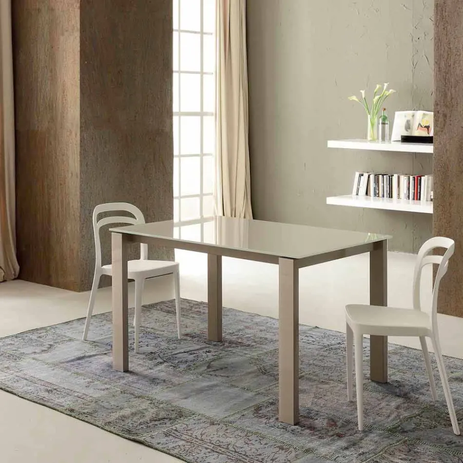 Mesa de comedor extensible hasta 204 cm en cristal Made in Italy - Palladio Viadurini