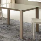 Mesa de comedor extensible hasta 204 cm en cristal Made in Italy - Palladio Viadurini