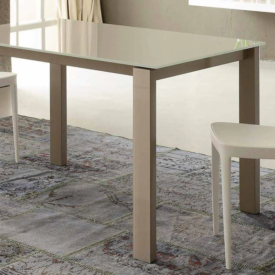 Mesa de comedor extensible hasta 204 cm en cristal Made in Italy - Palladio Viadurini