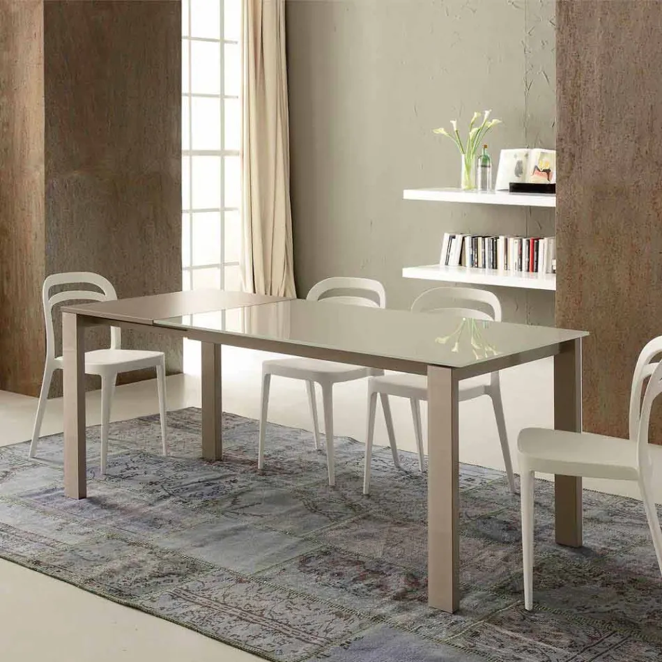 Mesa de comedor extensible hasta 204 cm en cristal Made in Italy - Palladio Viadurini
