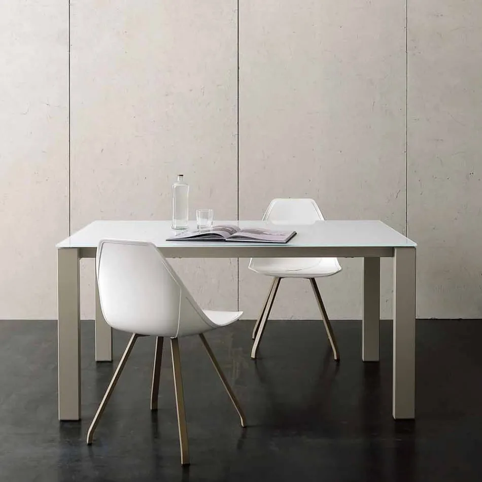Mesa de comedor extensible hasta 204 cm en cristal Made in Italy - Palladio Viadurini