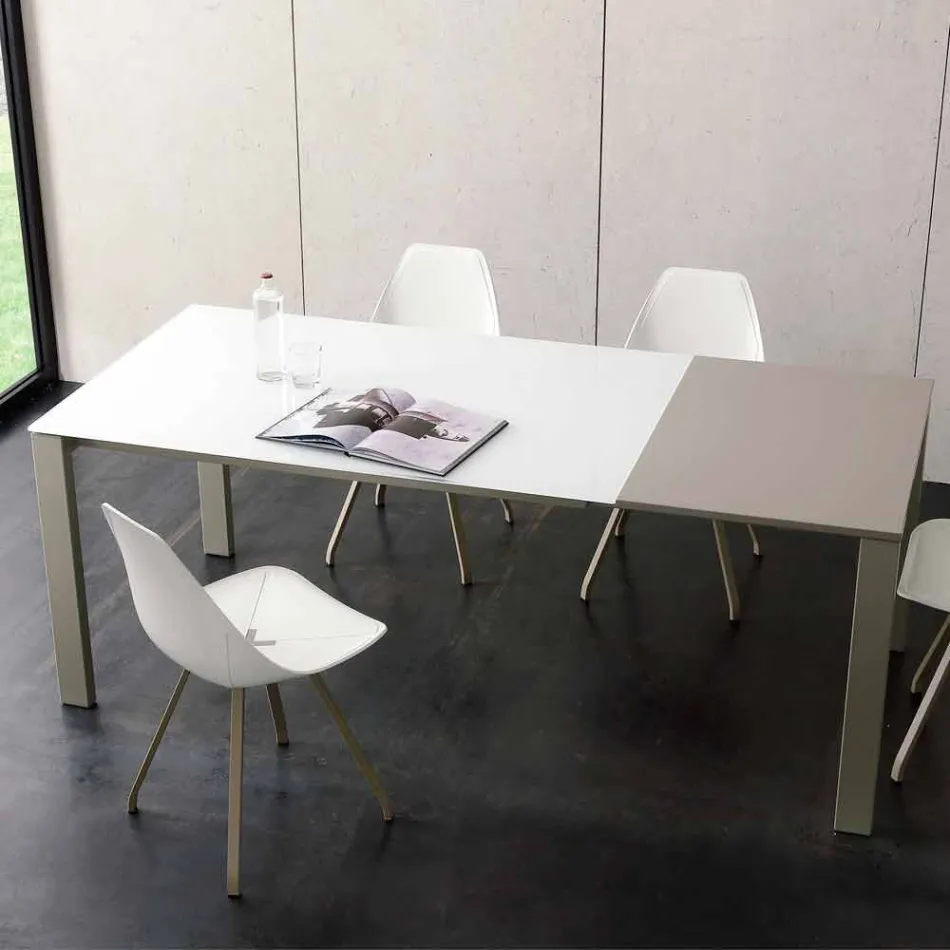 Mesa de comedor extensible hasta 204 cm en cristal Made in Italy - Palladio Viadurini