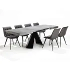 Mesa de comedor extensible hasta 220 cm con tapa de melamina - Amiro Viadurini