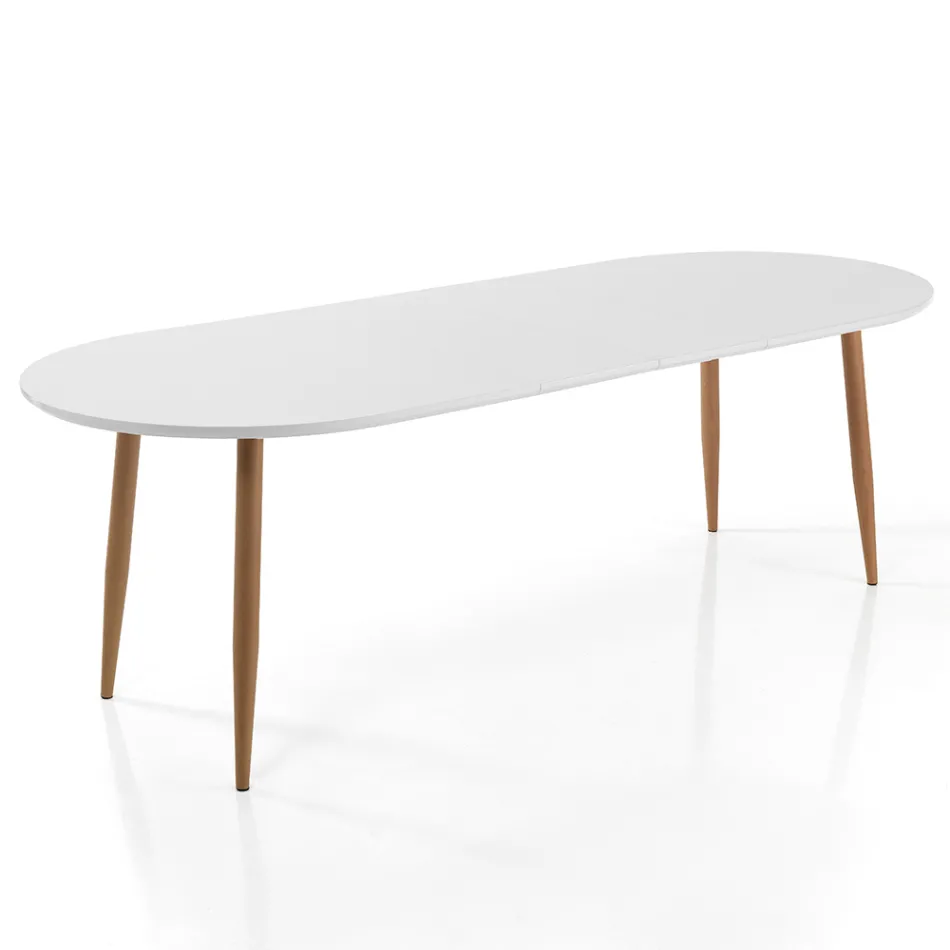 Mesa de comedor extensible hasta 220 cm en MDF Blanco Mate - Toledo Viadurini