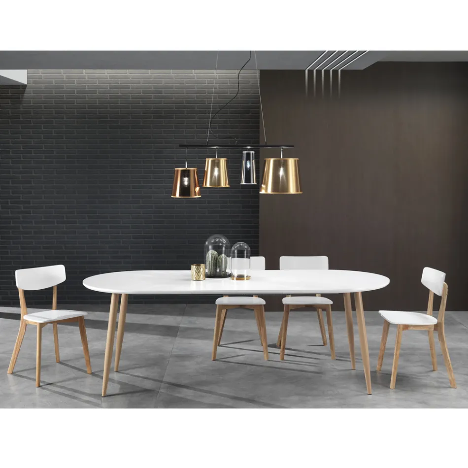 Mesa de comedor extensible hasta 220 cm en MDF Blanco Mate - Toledo Viadurini