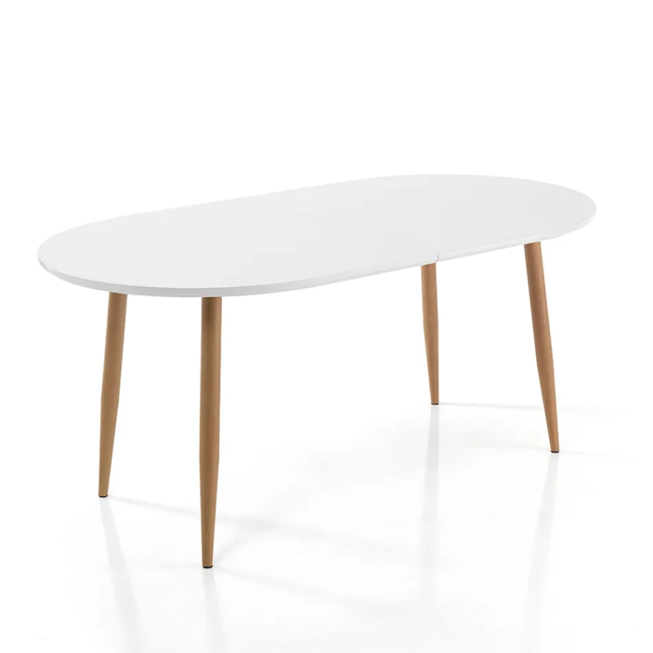 Mesa de comedor extensible hasta 220 cm en MDF Blanco Mate - Toledo Viadurini