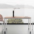 Mesa de comedor extensible hasta 230 cm en melamina Made in Italy - Platino