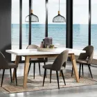 Mesa de comedor extensible hasta 235 cm en mdf lacado blanco - Fedora Viadurini