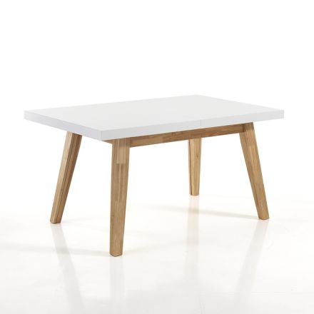 Mesa de comedor extensible hasta 235 cm en mdf lacado blanco - Fedora Viadurini