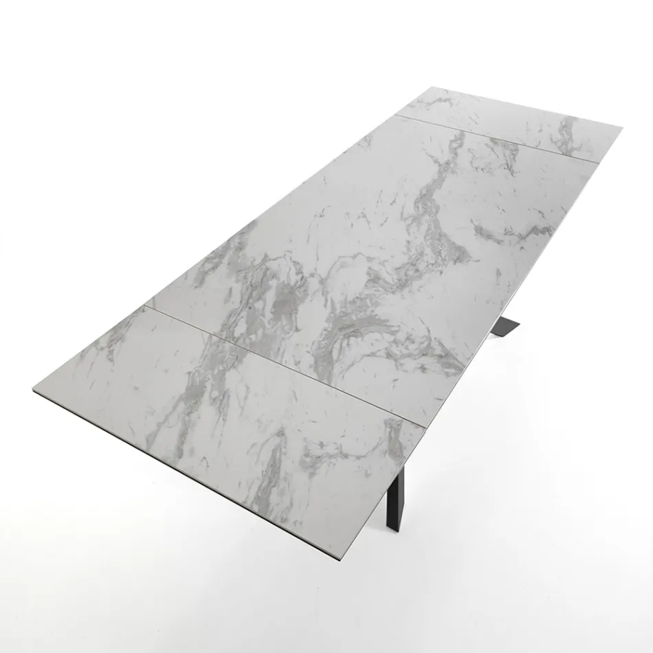 Mesa de comedor extensible hasta 240 cm en cerámica y metal - Ugo Viadurini