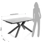 Mesa de comedor extensible hasta 240 cm en cerámica y metal - Ugo Viadurini