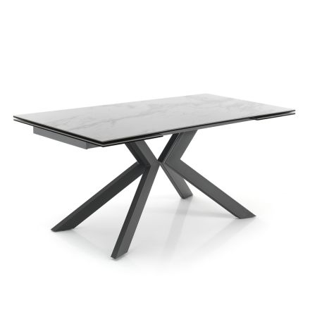 Mesa de comedor extensible hasta 240 cm en cerámica y metal - Ugo Viadurini