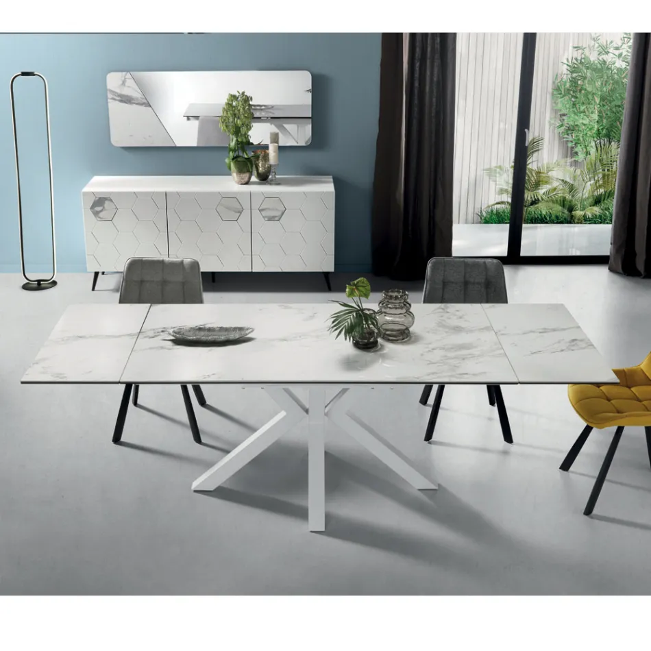 Mesa de Comedor Extensible Hasta 240 cm en Gres Porcelánico - Domagnano Viadurini