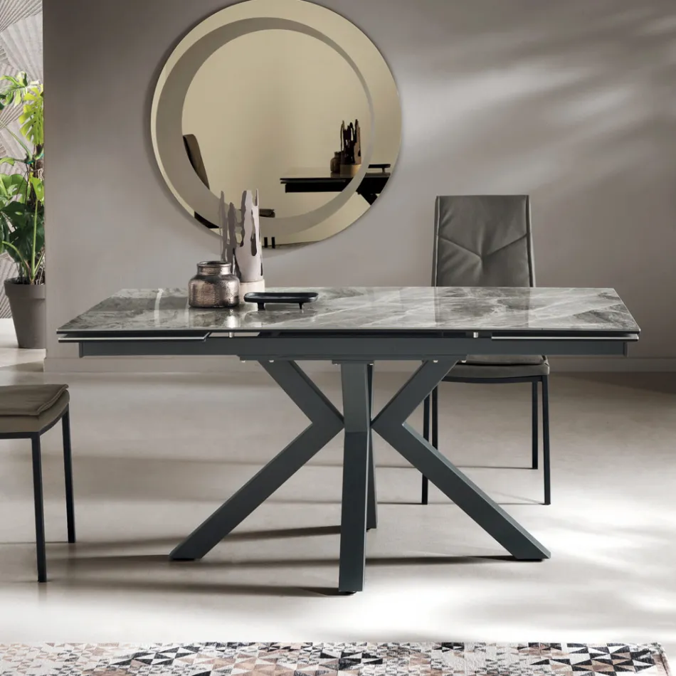 Mesa de Comedor Extensible Hasta 240 cm en Gres Porcelánico - Domagnano Viadurini