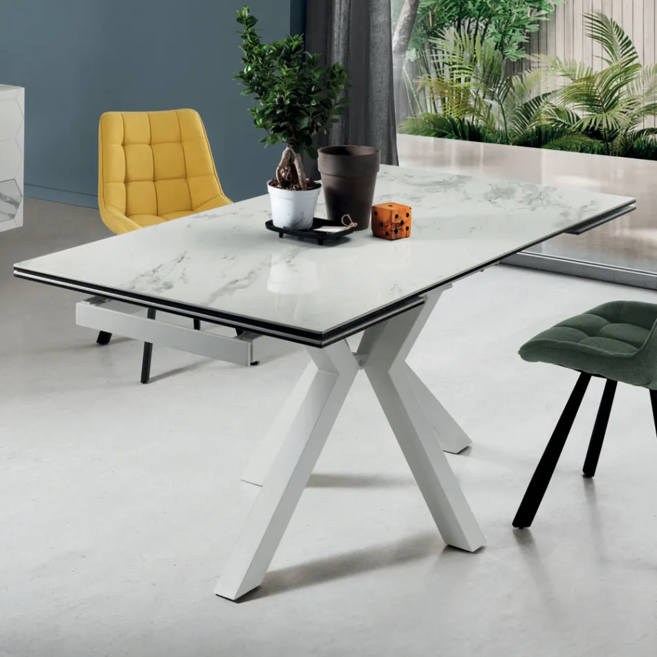Mesa de Comedor Extensible Hasta 240 cm en Gres Porcelánico - Domagnano Viadurini