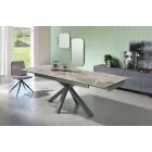 Mesa de comedor extensible hasta 240 cm en metal y cerámica - Laryssa Viadurini