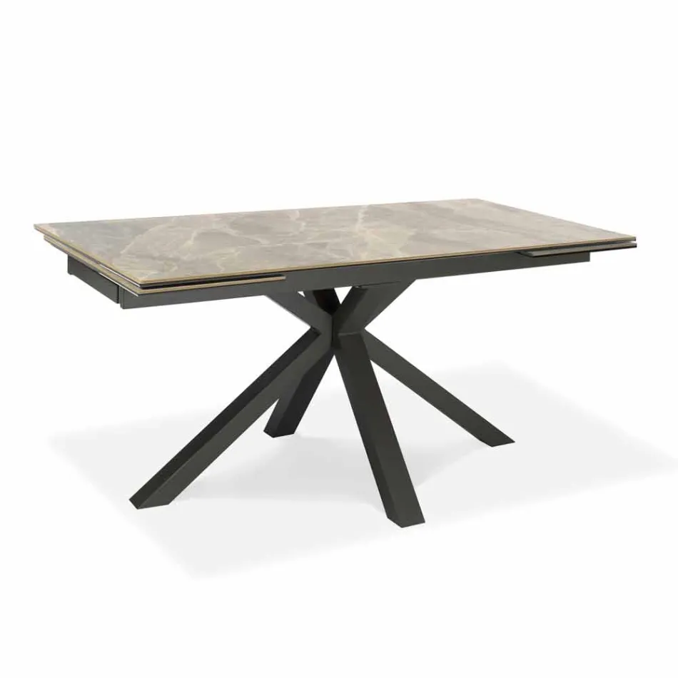 Mesa de comedor extensible hasta 240 cm en metal y cerámica - Laryssa Viadurini