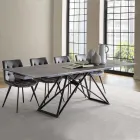 Mesa de comedor extensible hasta 240 cm en acero y vidrio cerámico - Bortolo Viadurini