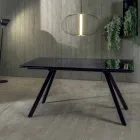 Mesa de comedor extensible hasta 240 cm en vidrio templado ahumado negro - Fener Viadurini