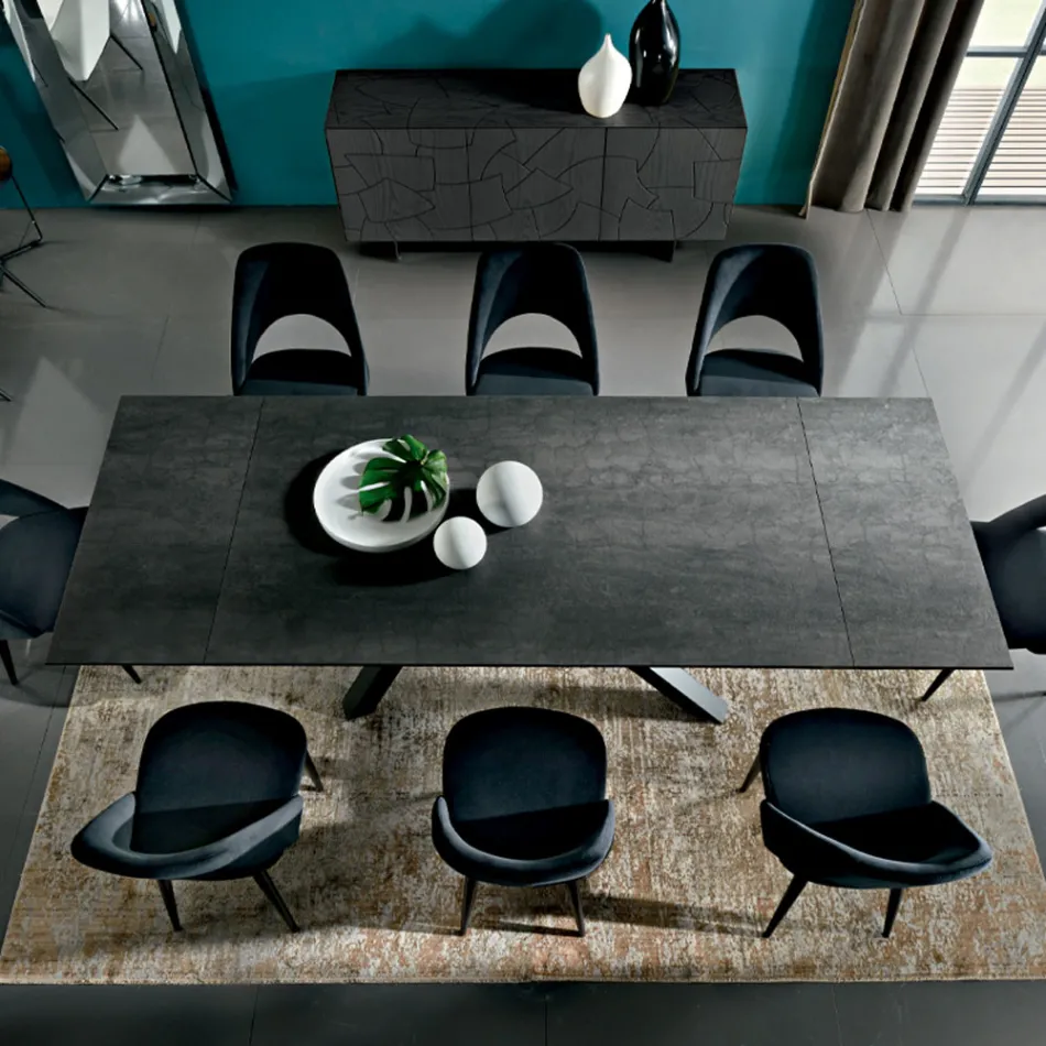 Mesa de comedor extensible hasta 278 cm en Laminam Made in Italy - Settimmio Viadurini