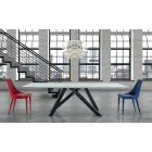 Mesa de comedor extensible hasta 278 cm en vidrio Made in Italy - Settimmio Viadurini