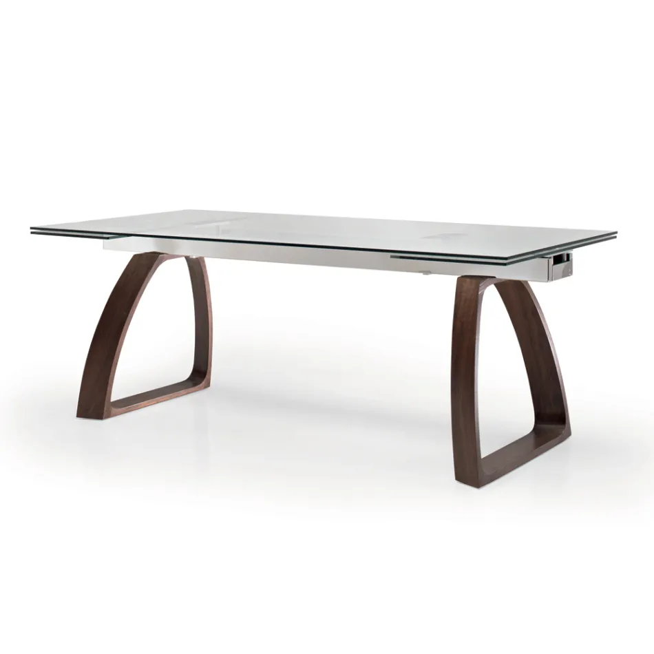 Mesa de comedor extensible hasta 280 cm en vidrio Made in Italy - Antimo Viadurini