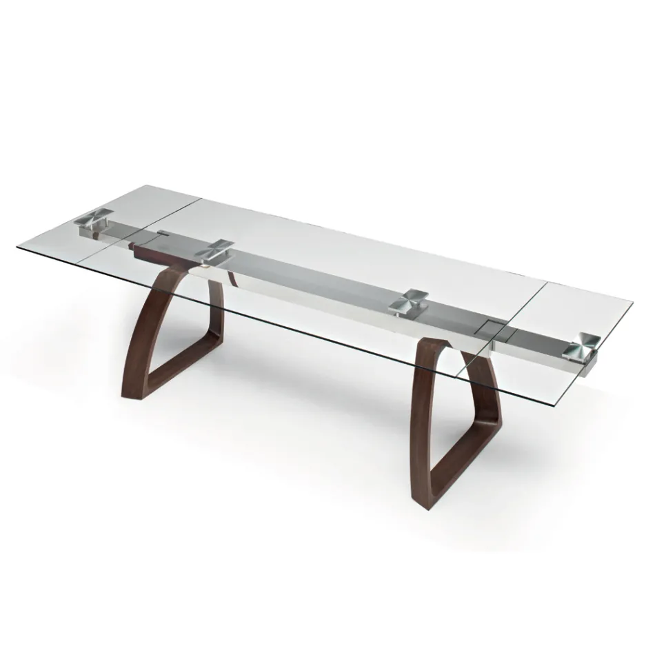 Mesa de comedor extensible hasta 280 cm en vidrio Made in Italy - Antimo Viadurini