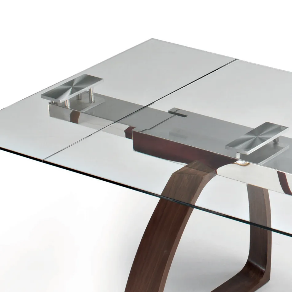 Mesa de comedor extensible hasta 280 cm en vidrio Made in Italy - Antimo Viadurini