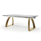 Mesa de comedor extensible hasta 280 cm en vidrio Made in Italy - Antimo Viadurini