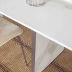 Mesa de comedor extensible hasta 280 o 298 cm con tablero de cerámica - Nomia Viadurini