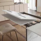 Mesa de comedor extensible hasta 280 o 298 cm con tablero de cerámica - Nomia Viadurini