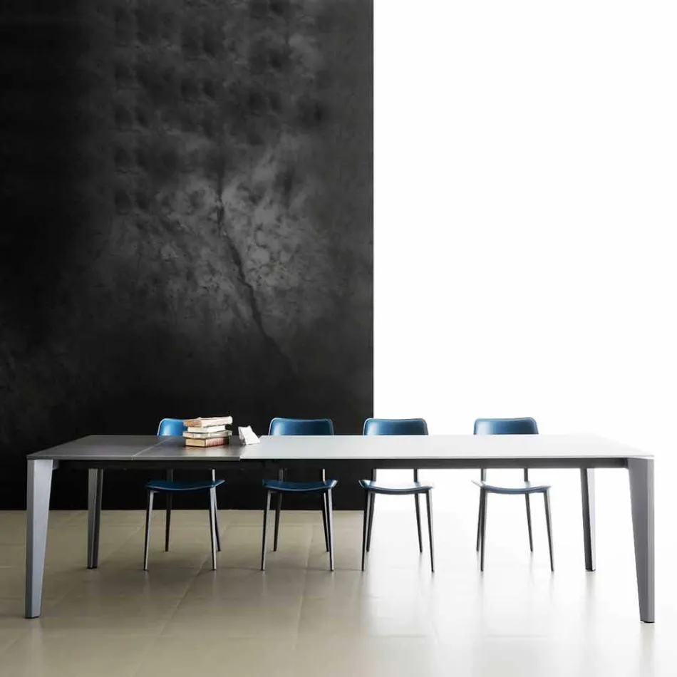 Mesa de comedor extensible hasta 290 cm en cristal Made in Italy - Polonio Viadurini