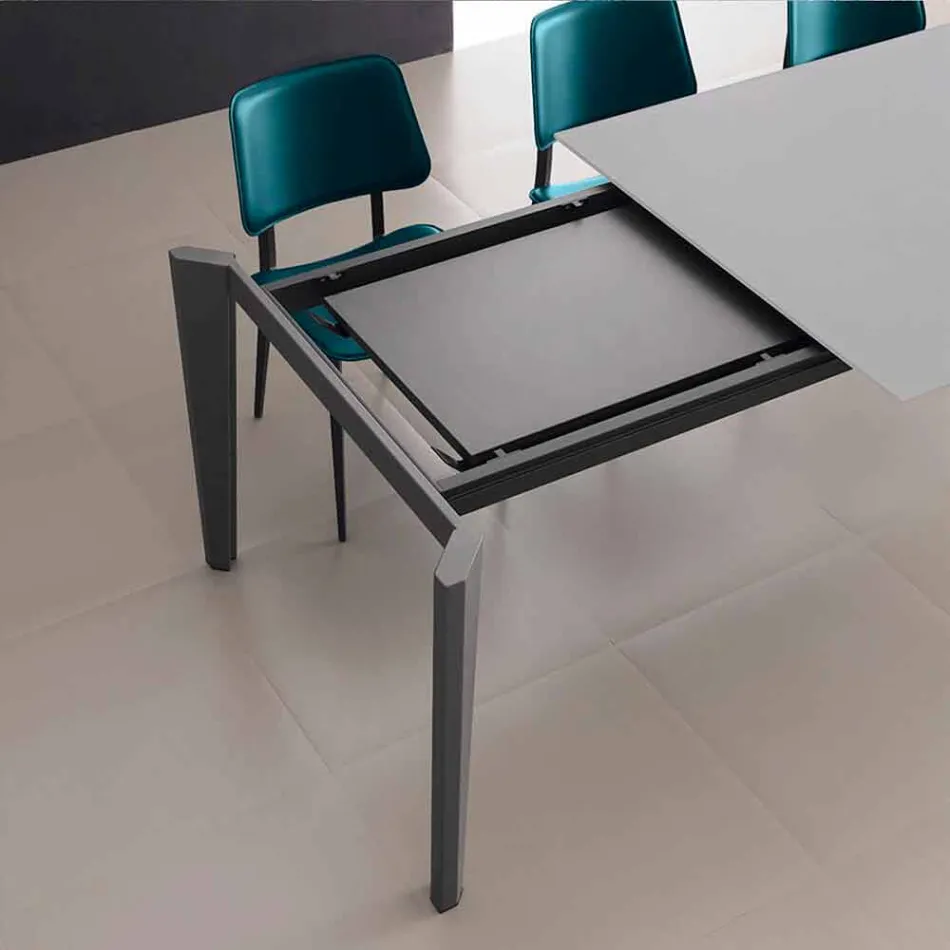 Mesa de comedor extensible hasta 290 cm en cristal Made in Italy - Polonio Viadurini