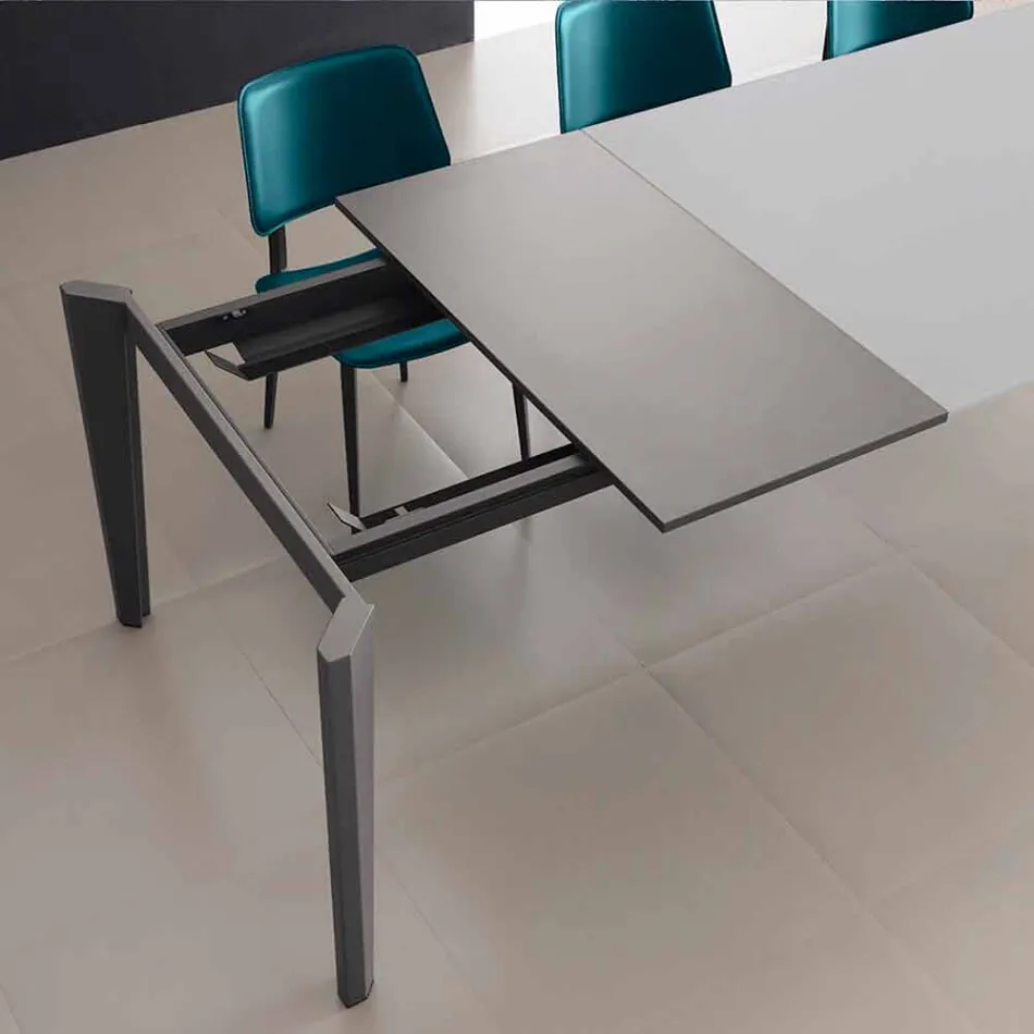 Mesa de comedor extensible hasta 290 cm en cristal Made in Italy - Polonio Viadurini