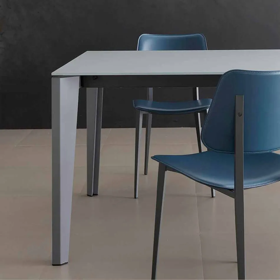 Mesa de comedor extensible hasta 290 cm en cristal Made in Italy - Polonio Viadurini