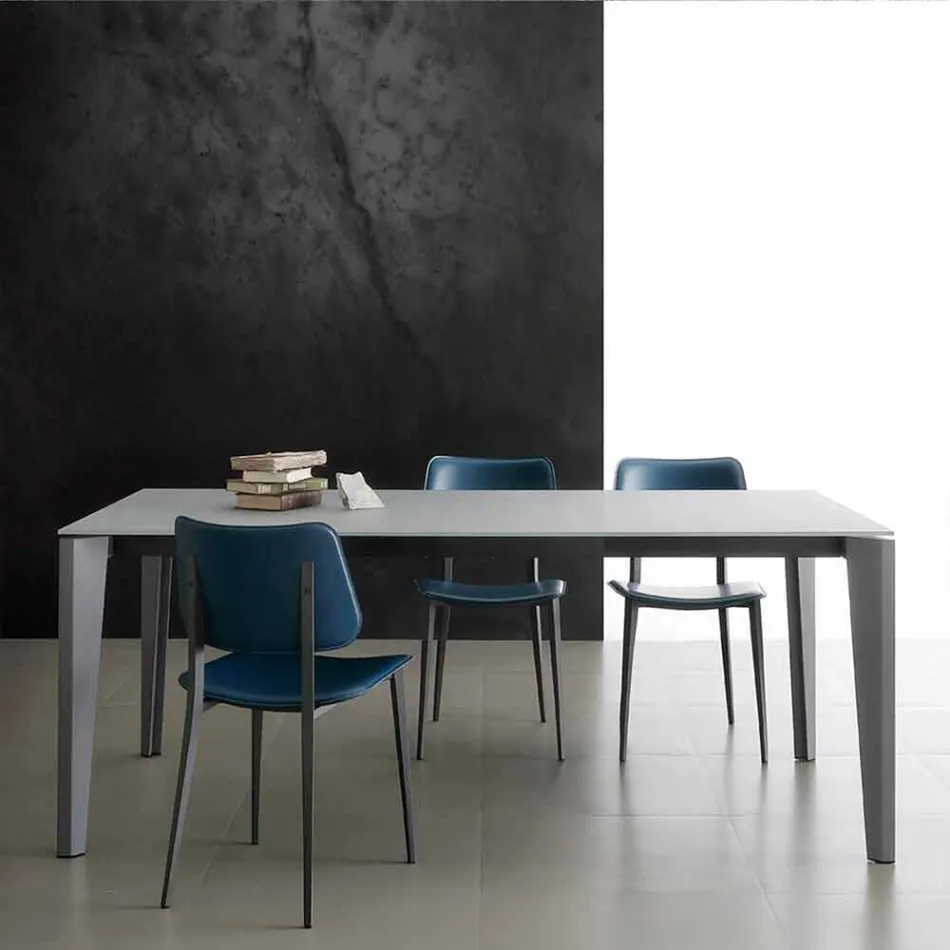 Mesa de comedor extensible hasta 290 cm en cristal Made in Italy - Polonio Viadurini
