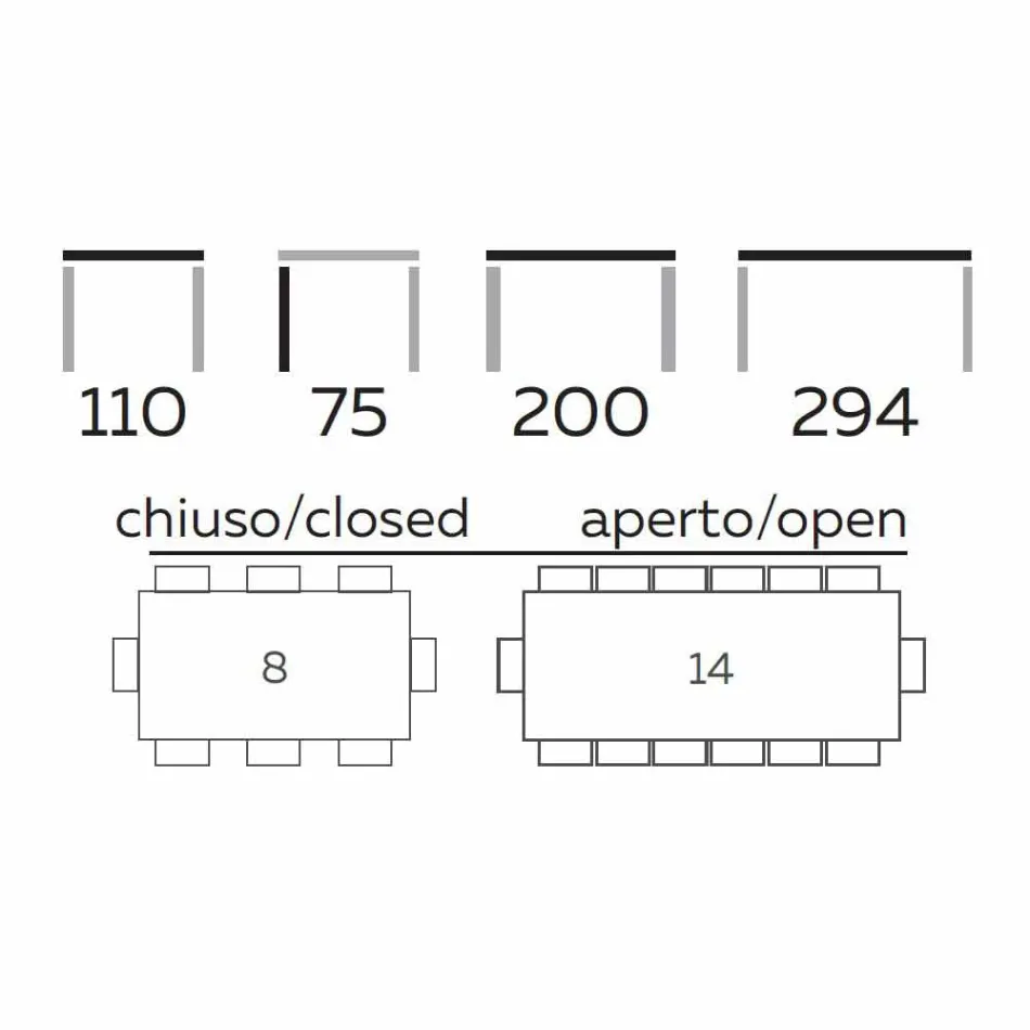 Mesa de comedor extensible hasta 294 cm en gres de mármol Made in Italy - Macro Viadurini